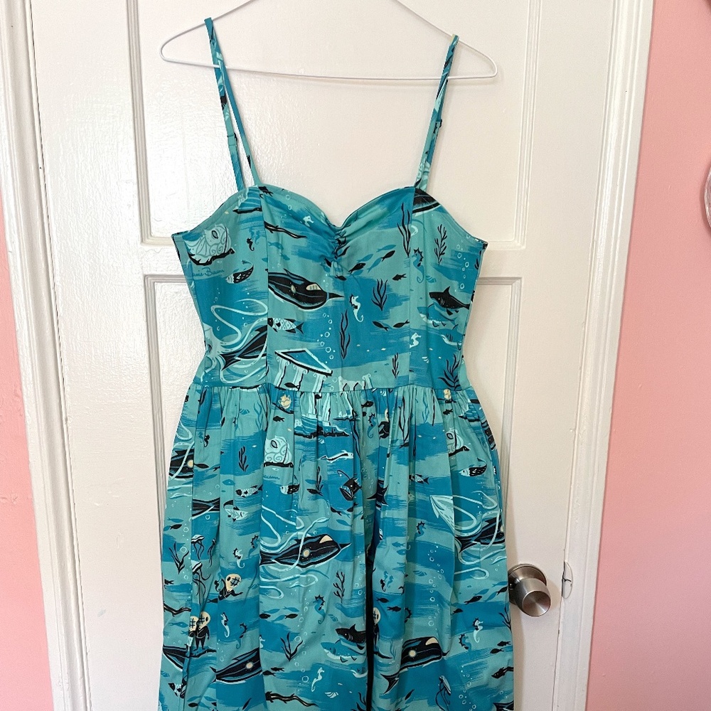 Kitschy Witch Marie Dress in 20,000 Leagues Print by Stephanie Buscema